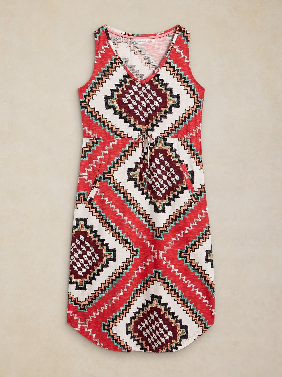 HEIDI JERSEY DRESS in RED PR - FLAT FRONT
