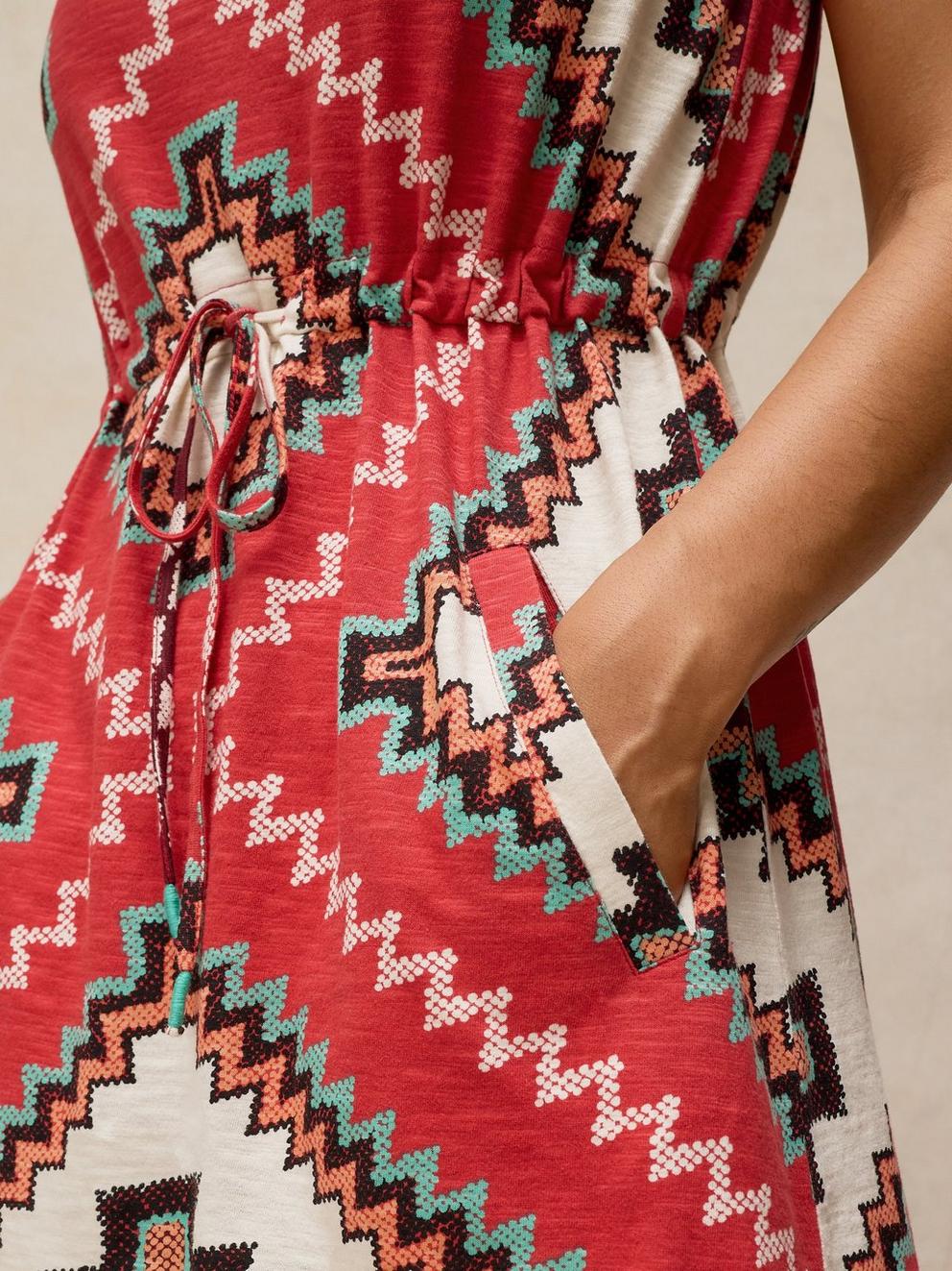 HEIDI JERSEY DRESS in RED PR - MODEL DETAIL