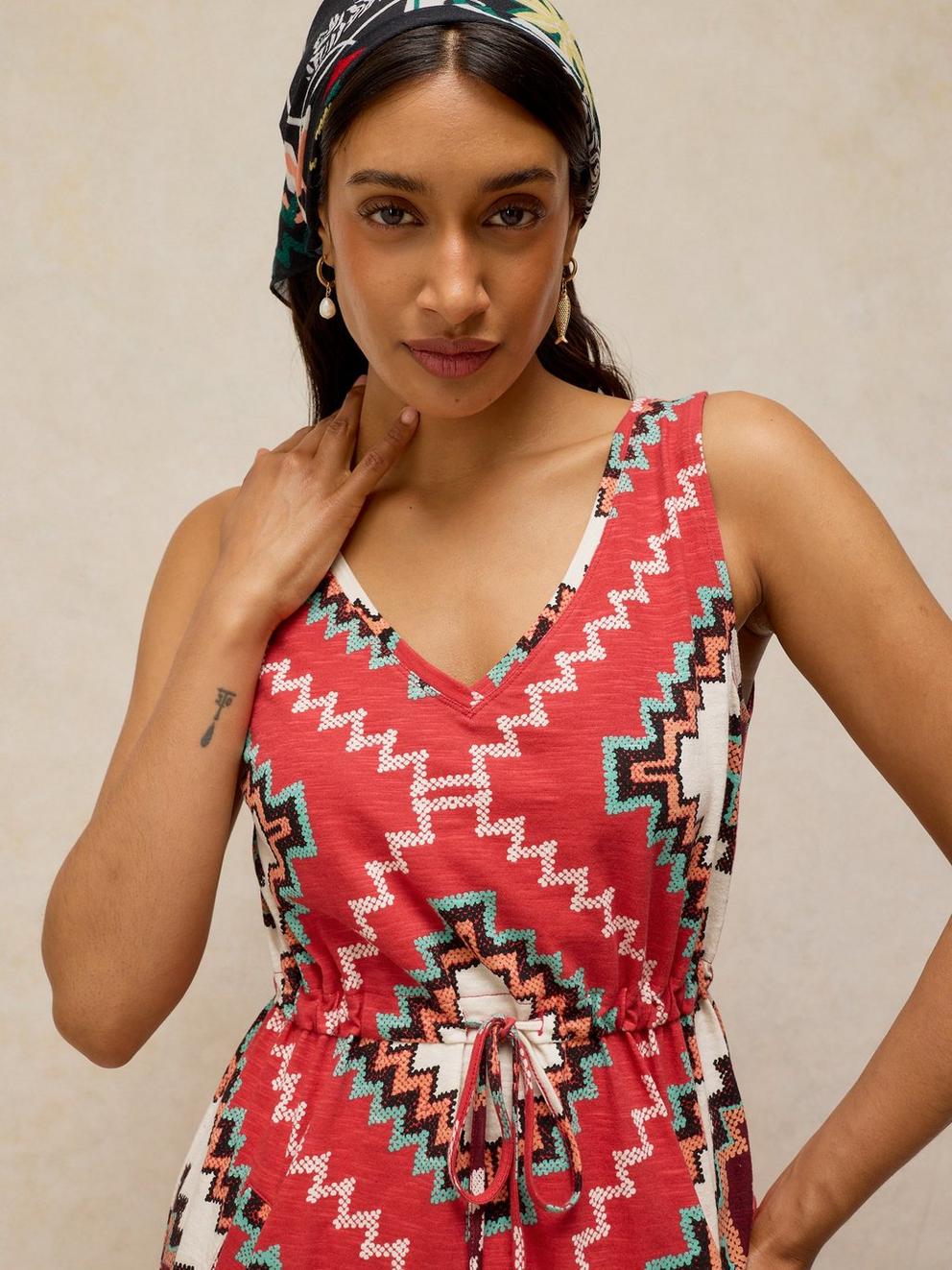 HEIDI JERSEY DRESS in RED PR - MODEL FRONT