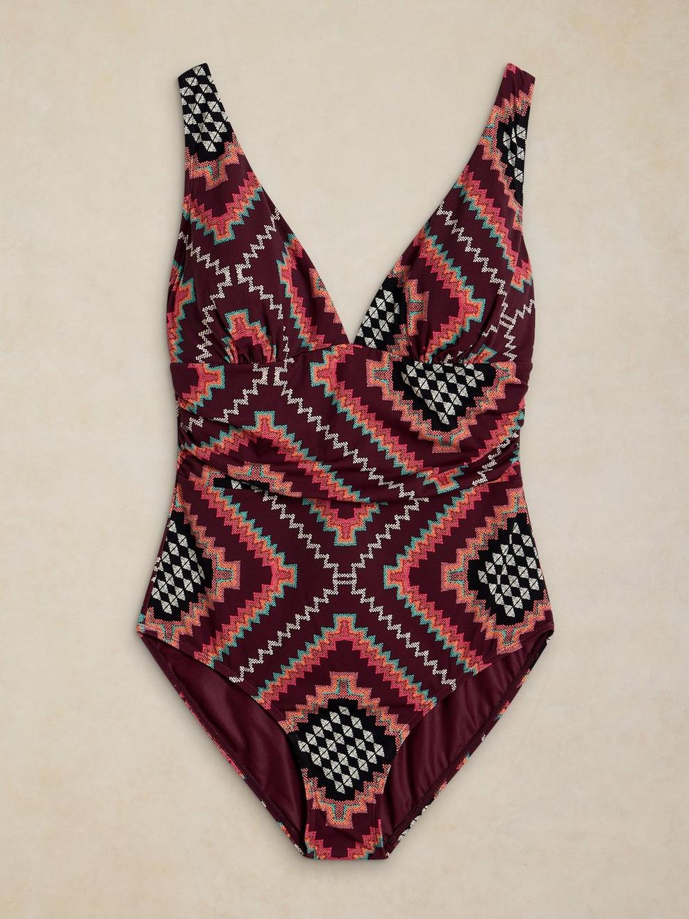 LOUISE SWIMSUIT in PLUM PR - FLAT FRONT