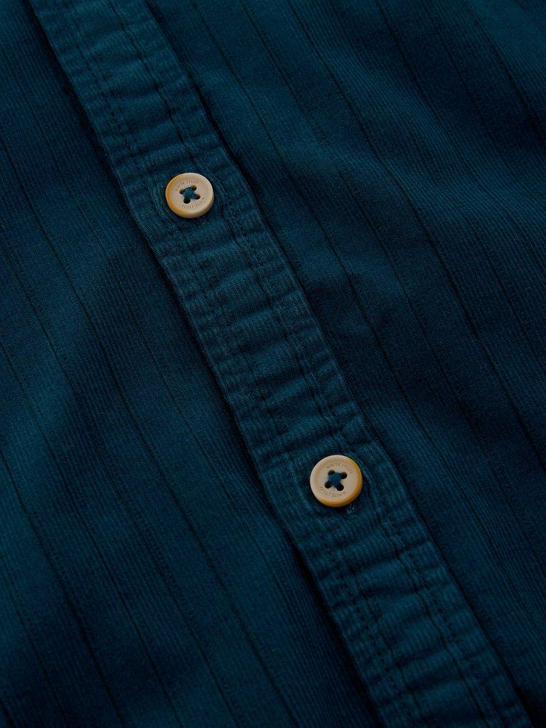 BRUTON CORD SHIRT in DK TEAL - FLAT DETAIL