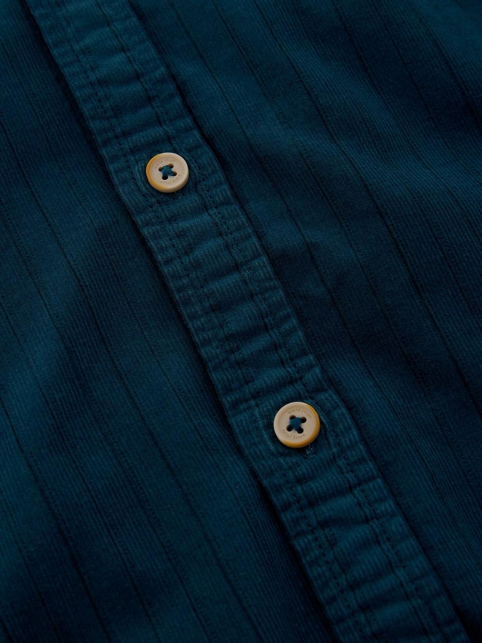 BRUTON CORD SHIRT in DK TEAL - FLAT DETAIL