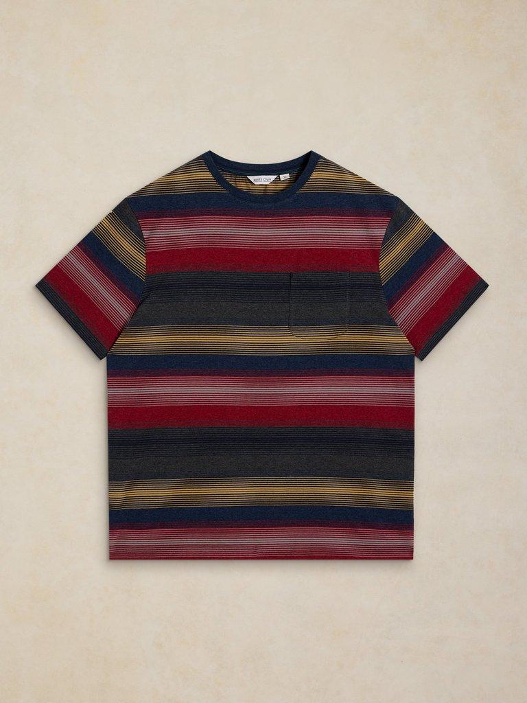 HORSHAM STRIPE TEE in GREY MLT - FLAT FRONT