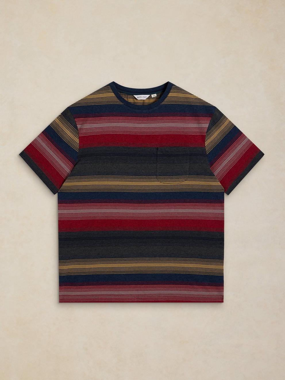 HORSHAM STRIPE TEE in GREY MLT - FLAT FRONT