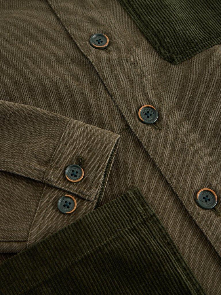 WESTGATE CORD MIX JACKET in KHAKI GRN - FLAT DETAIL