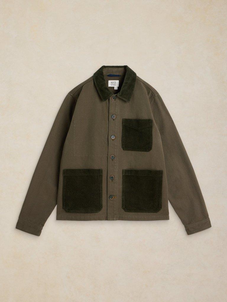 WESTGATE CORD MIX JACKET in KHAKI GRN - FLAT FRONT