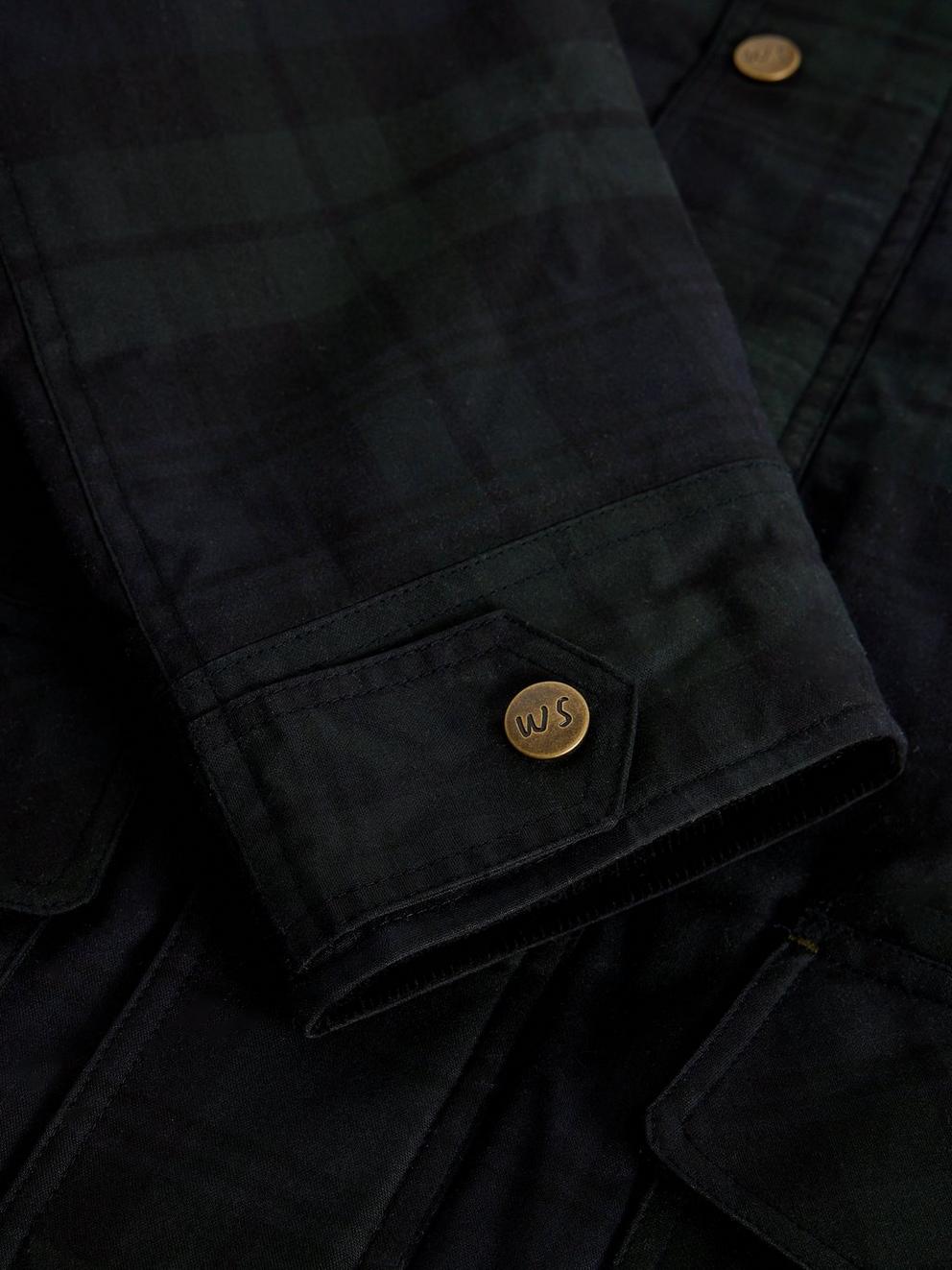 FILEY CHECK WAX JACKET in NAVY MULTI - FLAT DETAIL