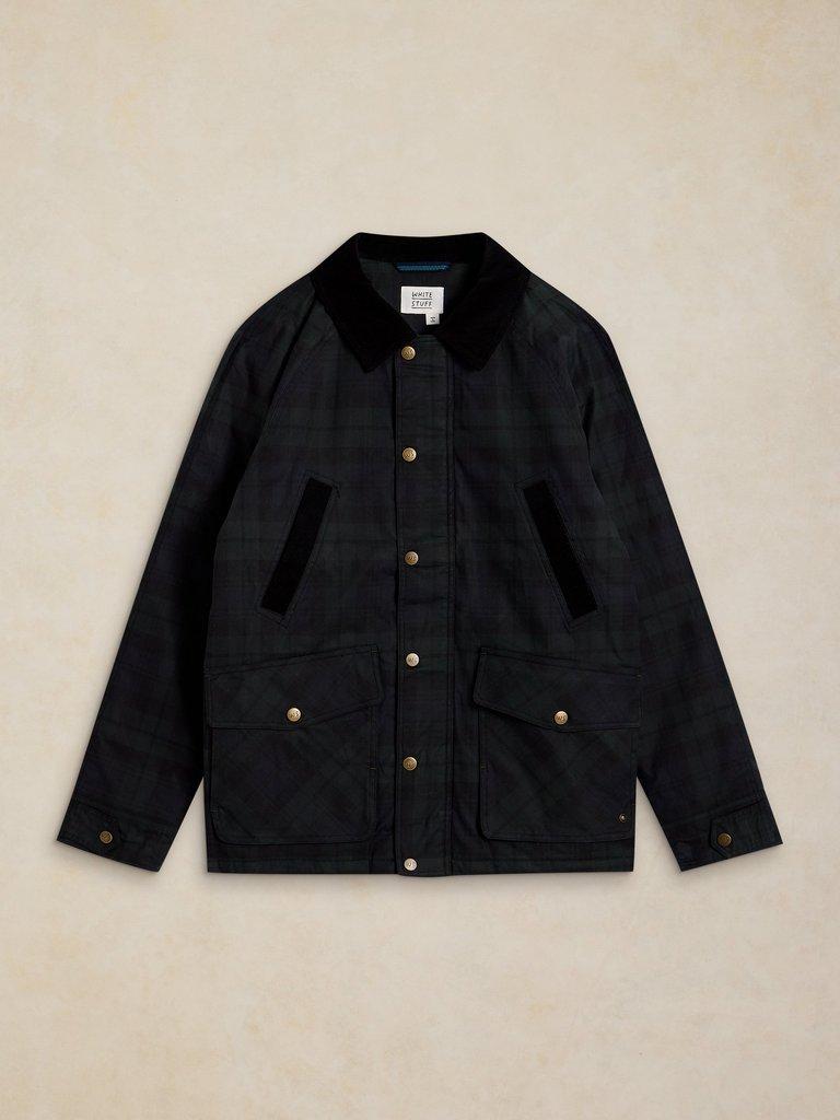 FILEY CHECK WAX JACKET in NAVY MULTI - FLAT FRONT