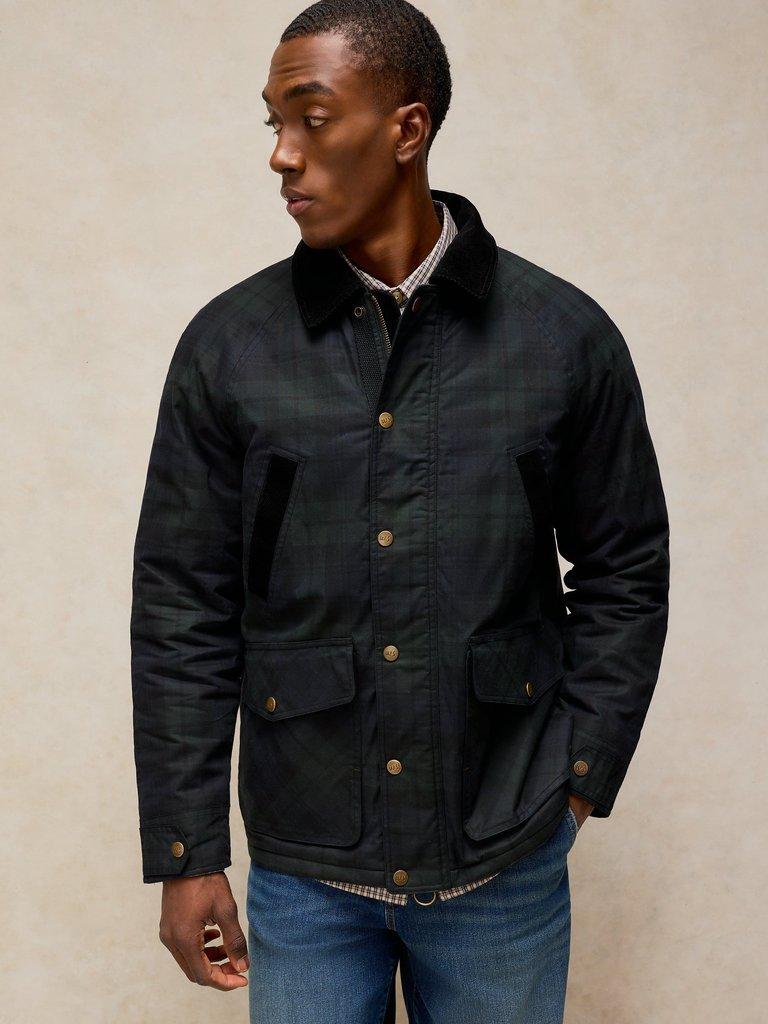 FILEY CHECK WAX JACKET in NAVY MULTI - LIFESTYLE