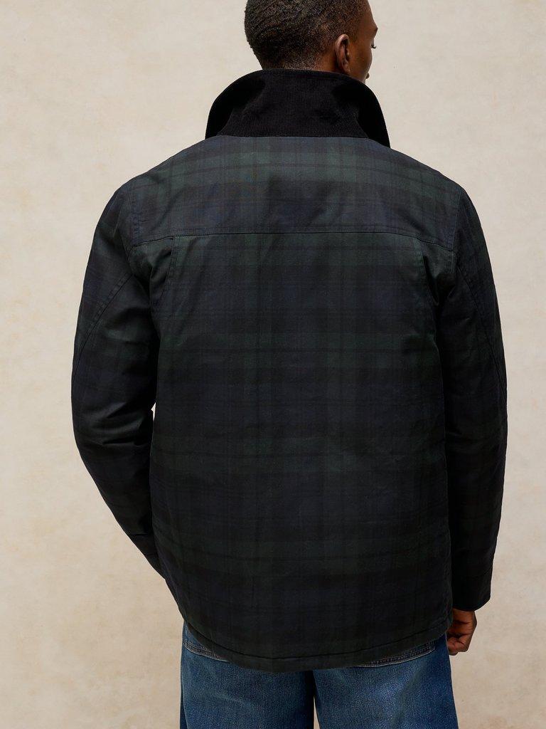 FILEY CHECK WAX JACKET in NAVY MULTI - MODEL BACK