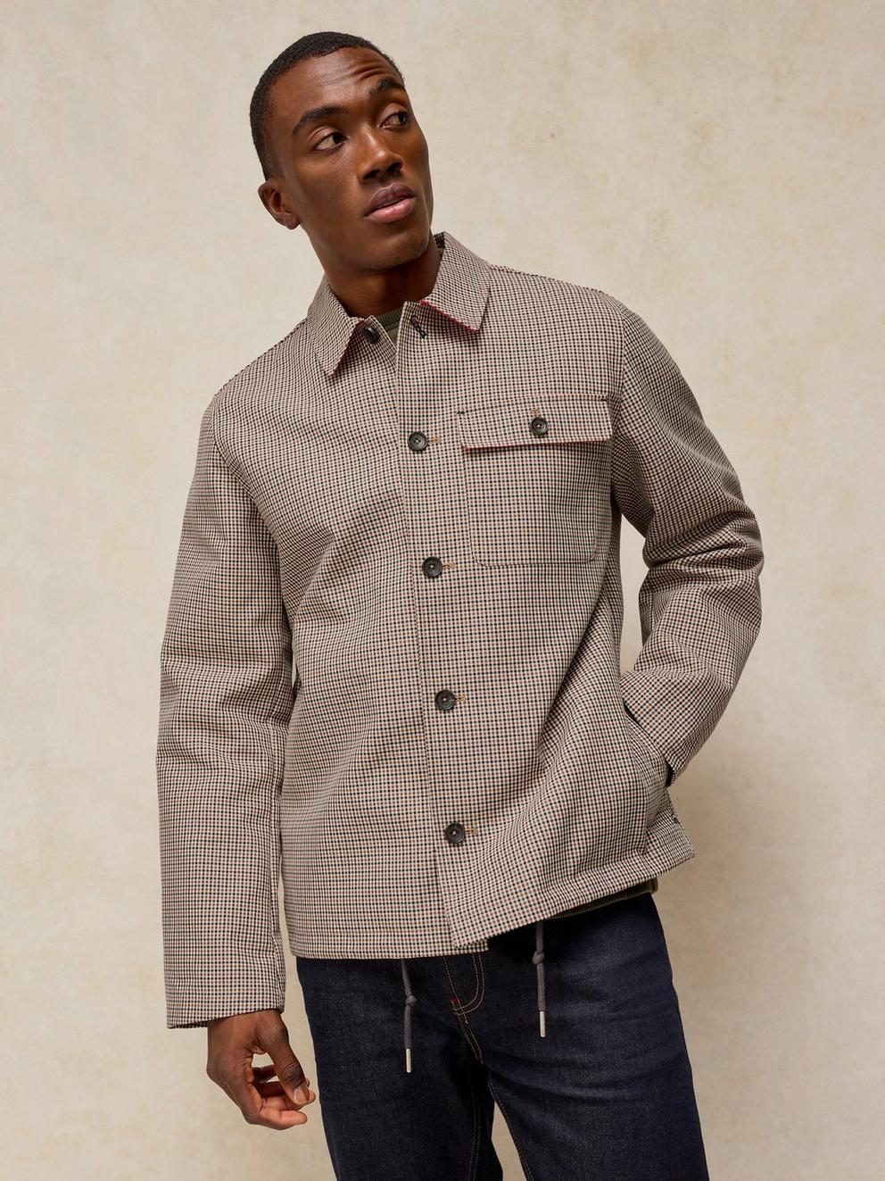CROYDE GINGHAM COACH JACKET in NAT MLT - MODEL DETAIL