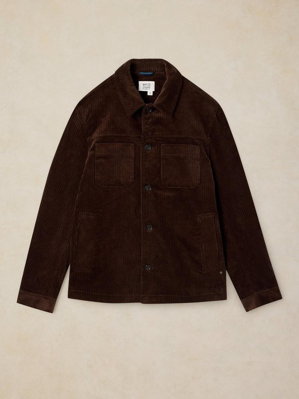 CROSBY CORD JACKET in DK BROWN - FLAT FRONT