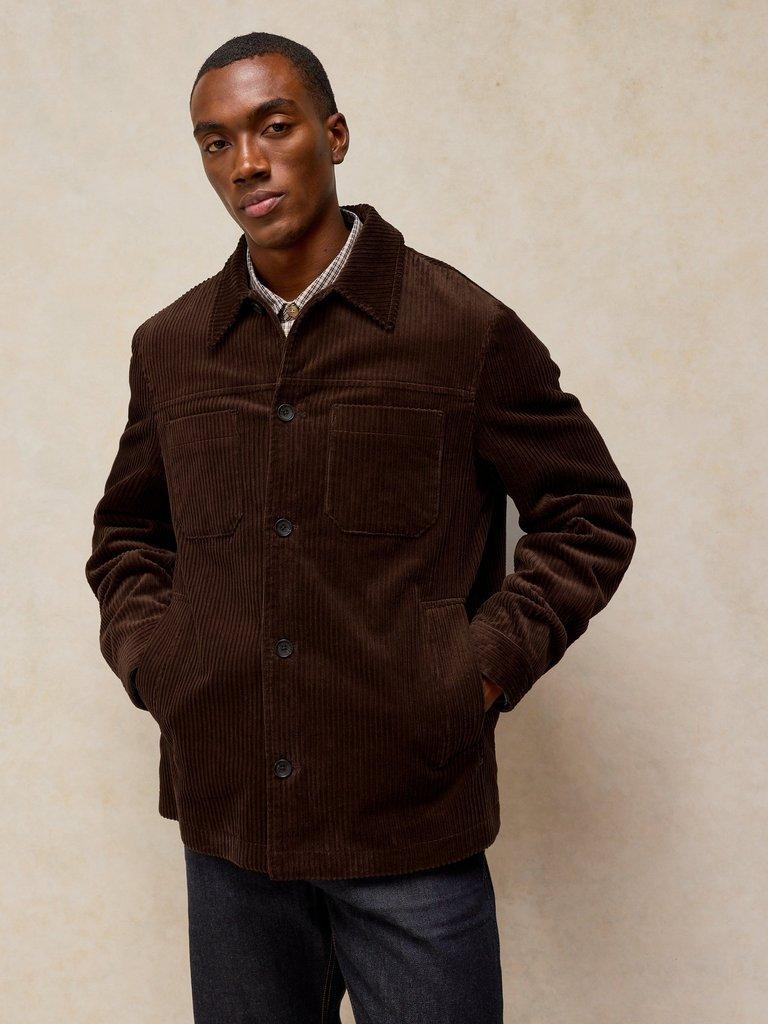 CROSBY CORD JACKET in DK BROWN - MODEL DETAIL