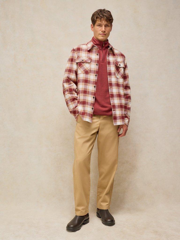 DARWEN CHECK SHIRT in RED MLT - MODEL FRONT