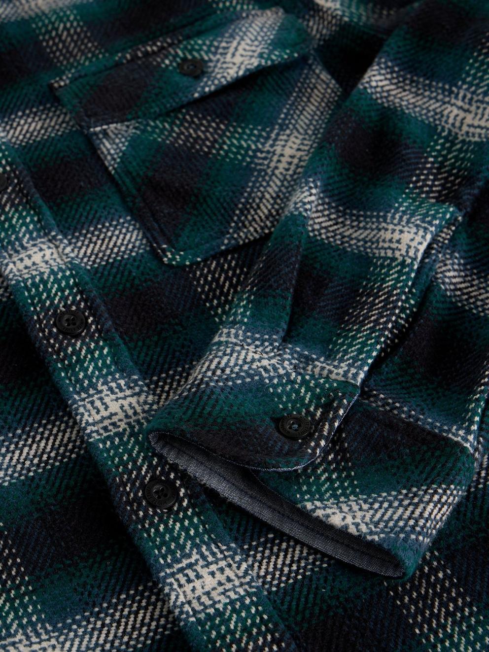 DARWEN CHECK SHIRT in TEAL MLT - FLAT DETAIL