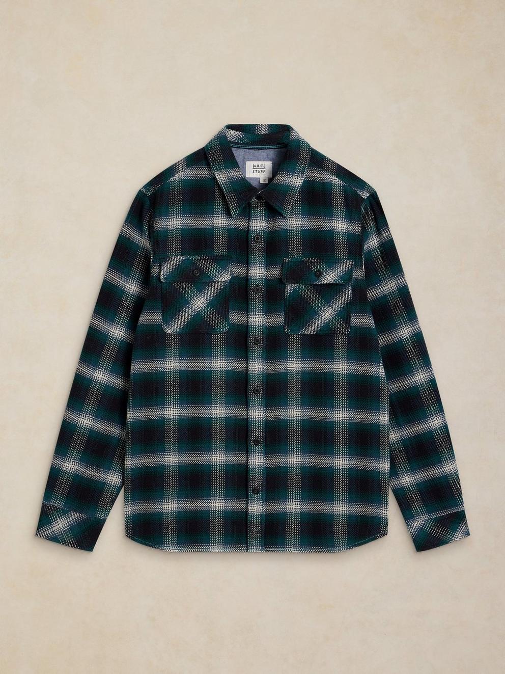 DARWEN CHECK SHIRT in TEAL MLT - FLAT FRONT