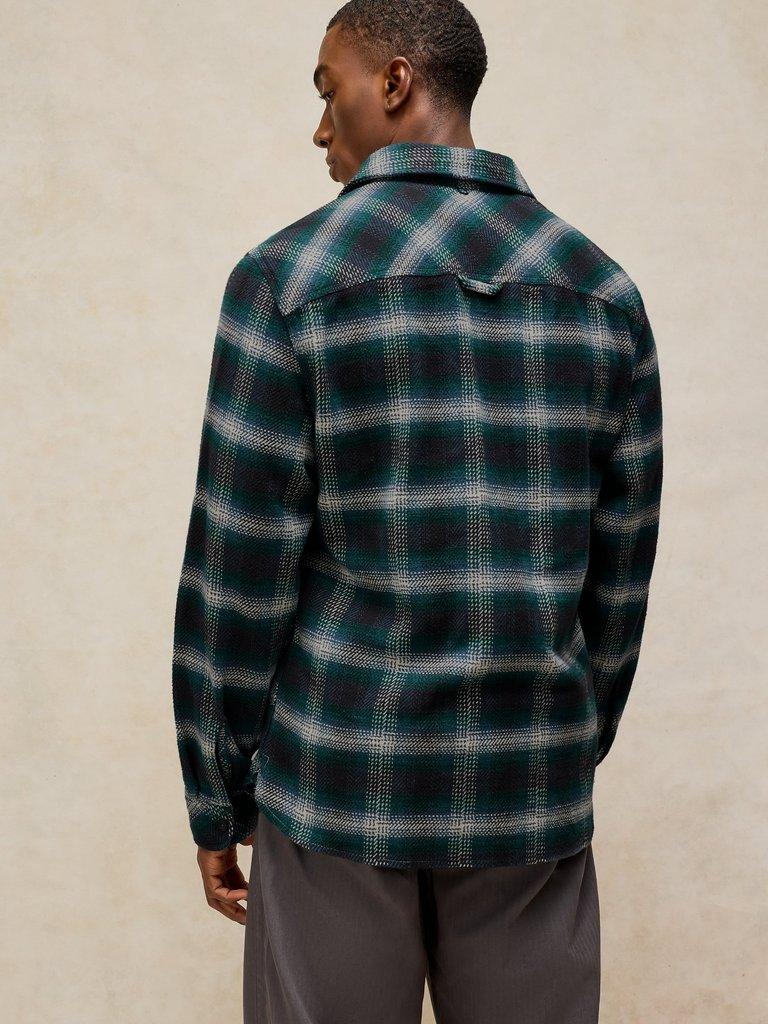 DARWEN CHECK SHIRT in TEAL MLT - MODEL BACK