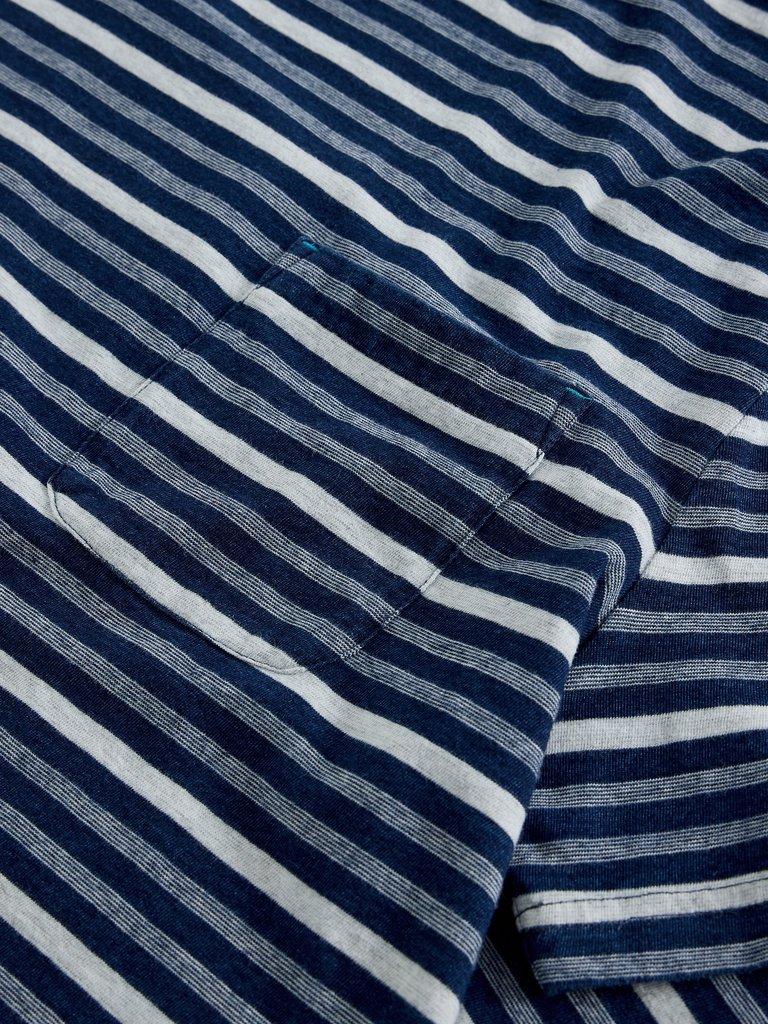 HORSHAM INDIGO STRIPE TEE in BLUE MLT - FLAT DETAIL