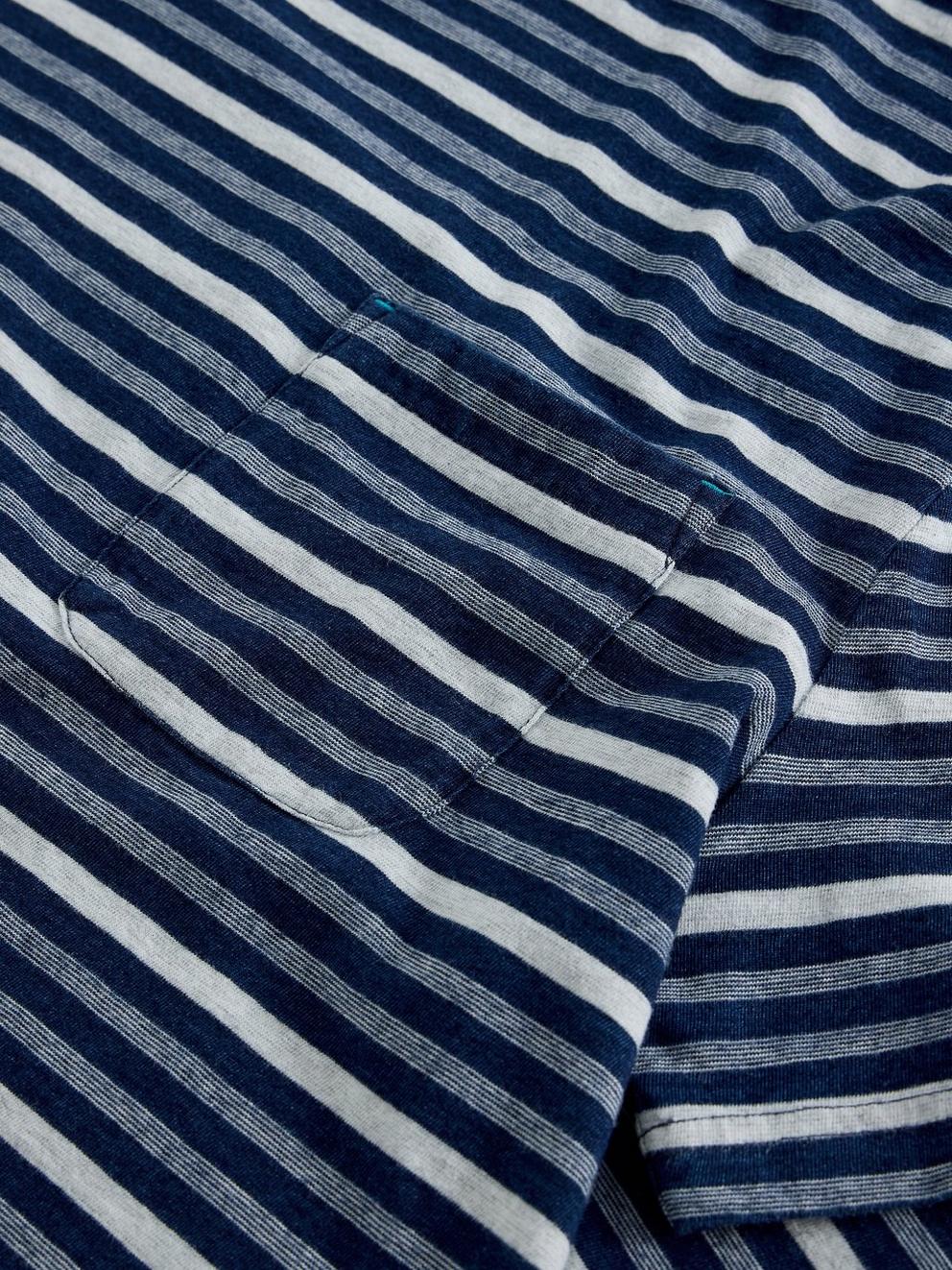 HORSHAM INDIGO STRIPE TEE in BLUE MLT - FLAT DETAIL