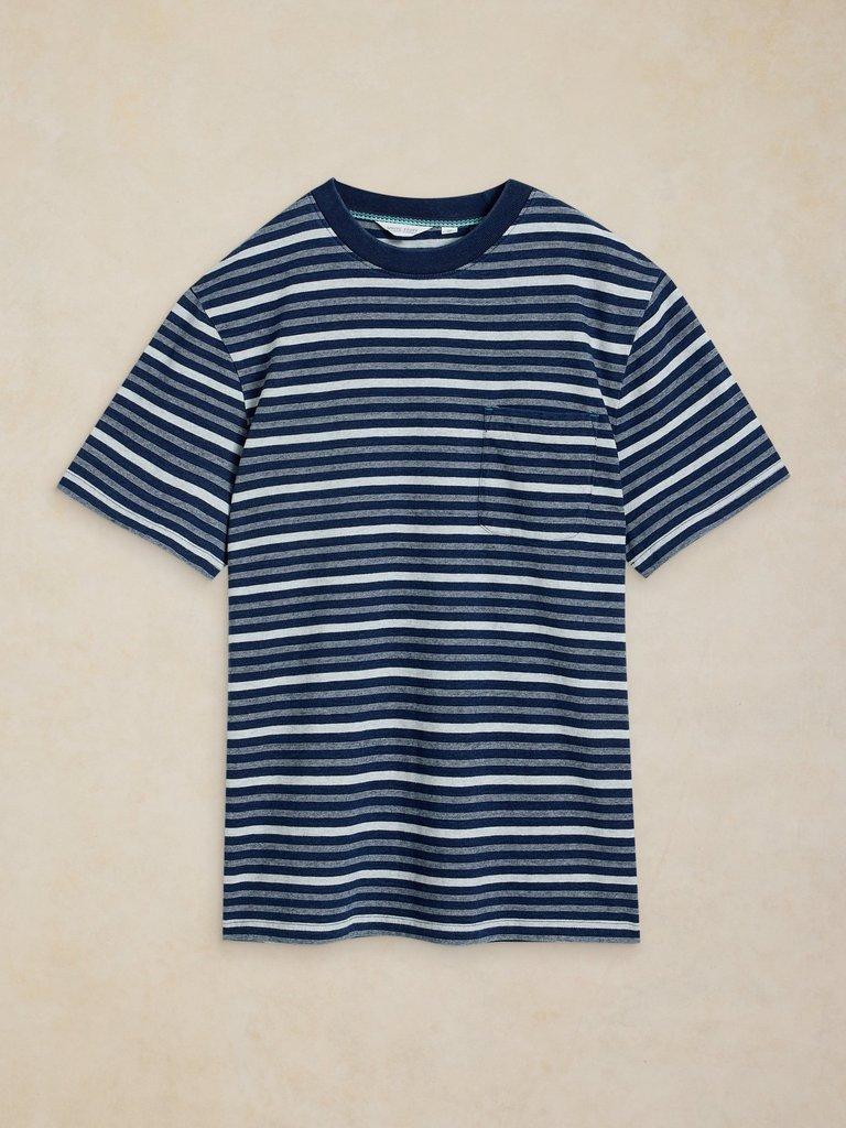 HORSHAM INDIGO STRIPE TEE in BLUE MLT - FLAT FRONT