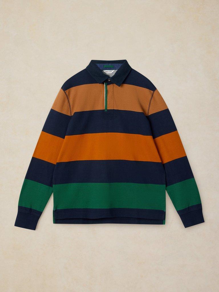 YARMOUTH STRIPE RUGBY TOP in NAVY MULTI - FLAT FRONT