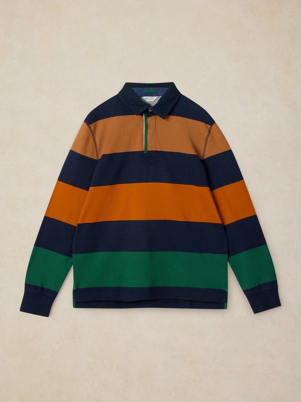 YARMOUTH STRIPE RUGBY TOP in NAVY MULTI - FLAT FRONT