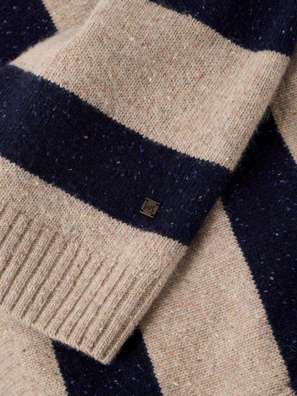 BUCKLEY STRIPED RUGBY JUMPER in NAT MLT - FLAT DETAIL