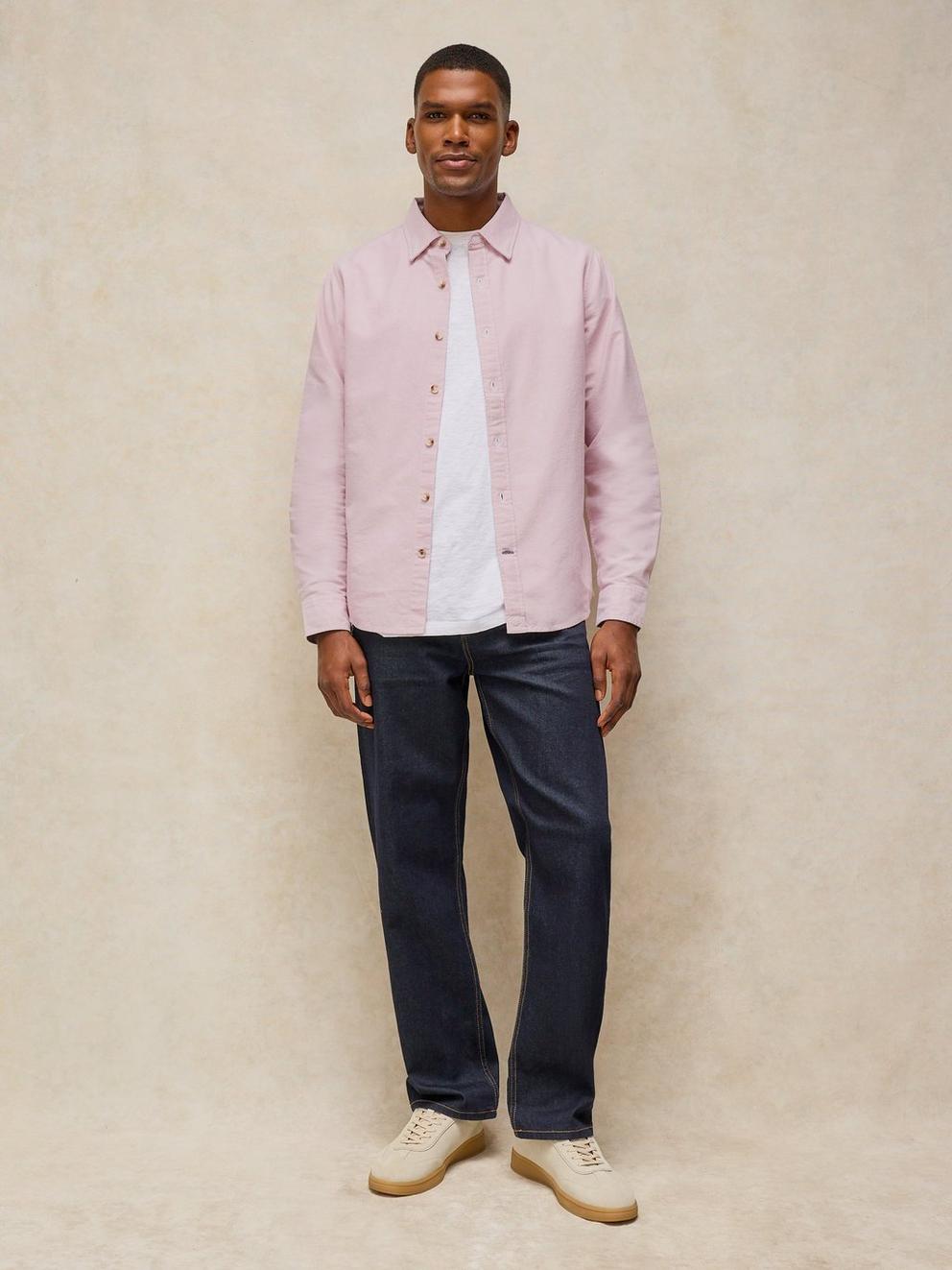 BRUTON OXFORD SHIRT in LGT PINK - MODEL FRONT