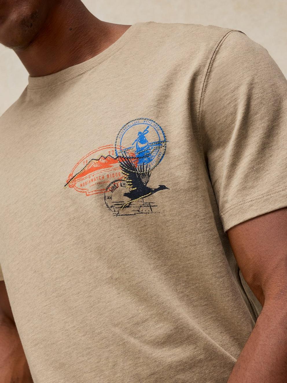 ABERSOCH EMBROIDERED TEE in NAT MLT - MODEL DETAIL