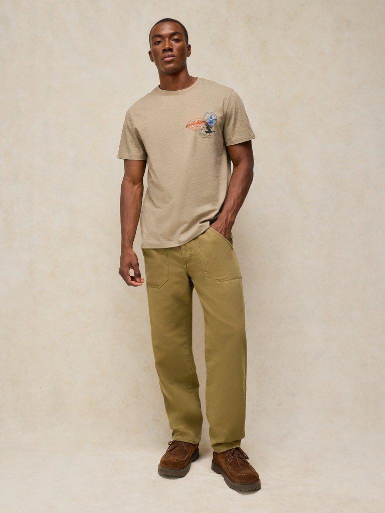 ABERSOCH EMBROIDERED TEE in NAT MLT - MODEL FRONT