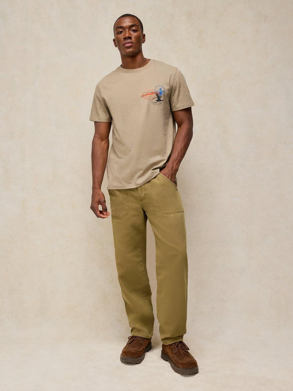 ABERSOCH EMBROIDERED TEE in NAT MLT - MODEL FRONT