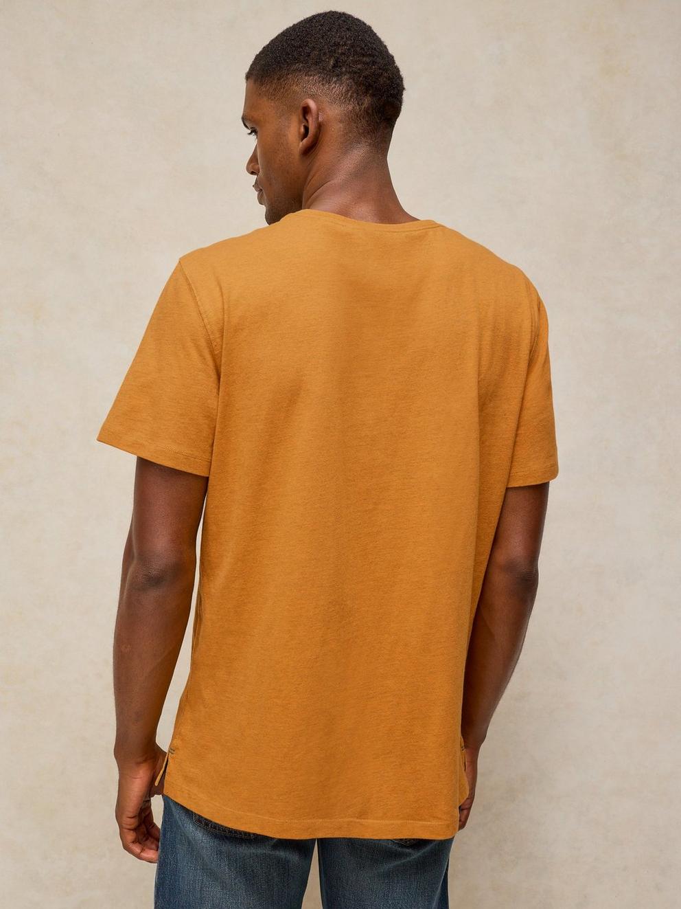 ABERSOCH EMBROIDERED TEE in YELLOW MLT - MODEL BACK