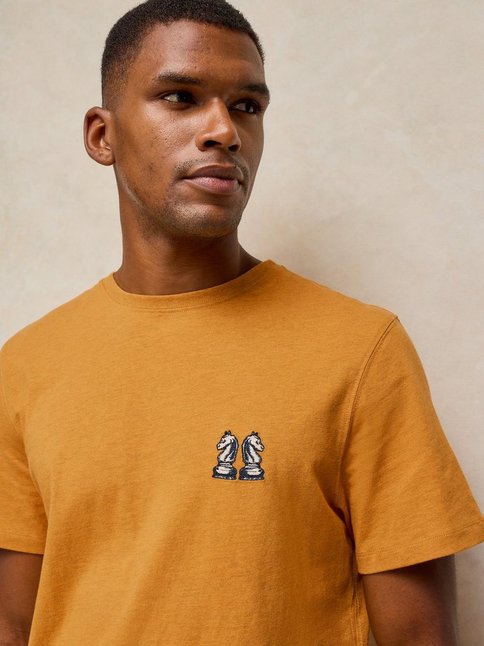 ABERSOCH EMBROIDERED TEE in YELLOW MLT - MODEL DETAIL