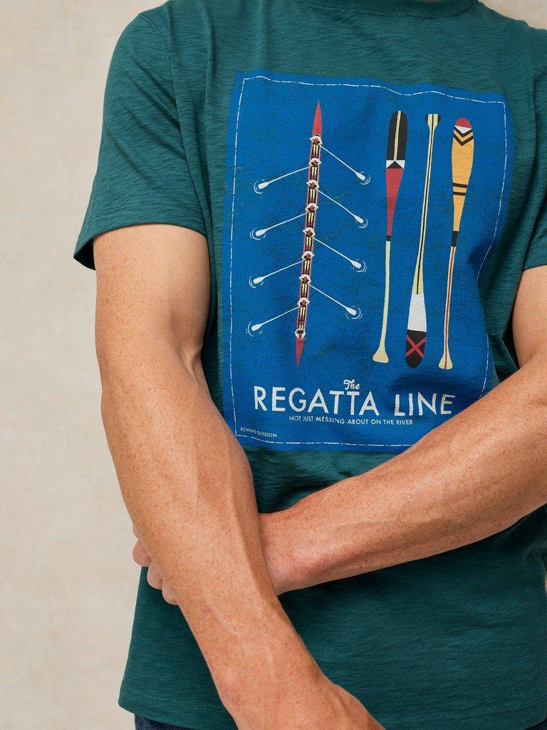 ABERSOCH GRAPHIC TEE in TEAL PR - MODEL DETAIL