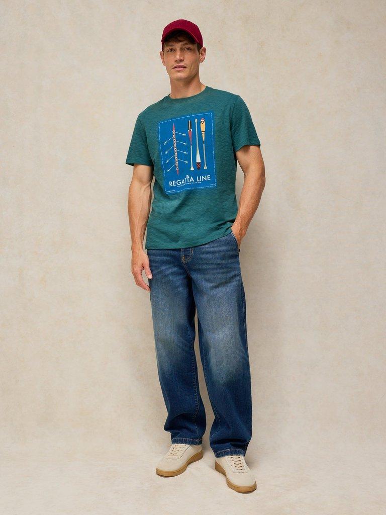 ABERSOCH GRAPHIC TEE in TEAL PR - MODEL FRONT