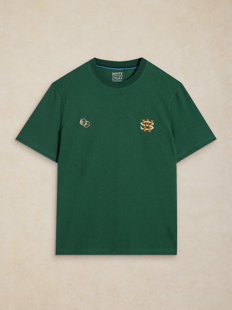 HORSHAM EMBROIDERED TEE in GREEN MLT - FLAT FRONT