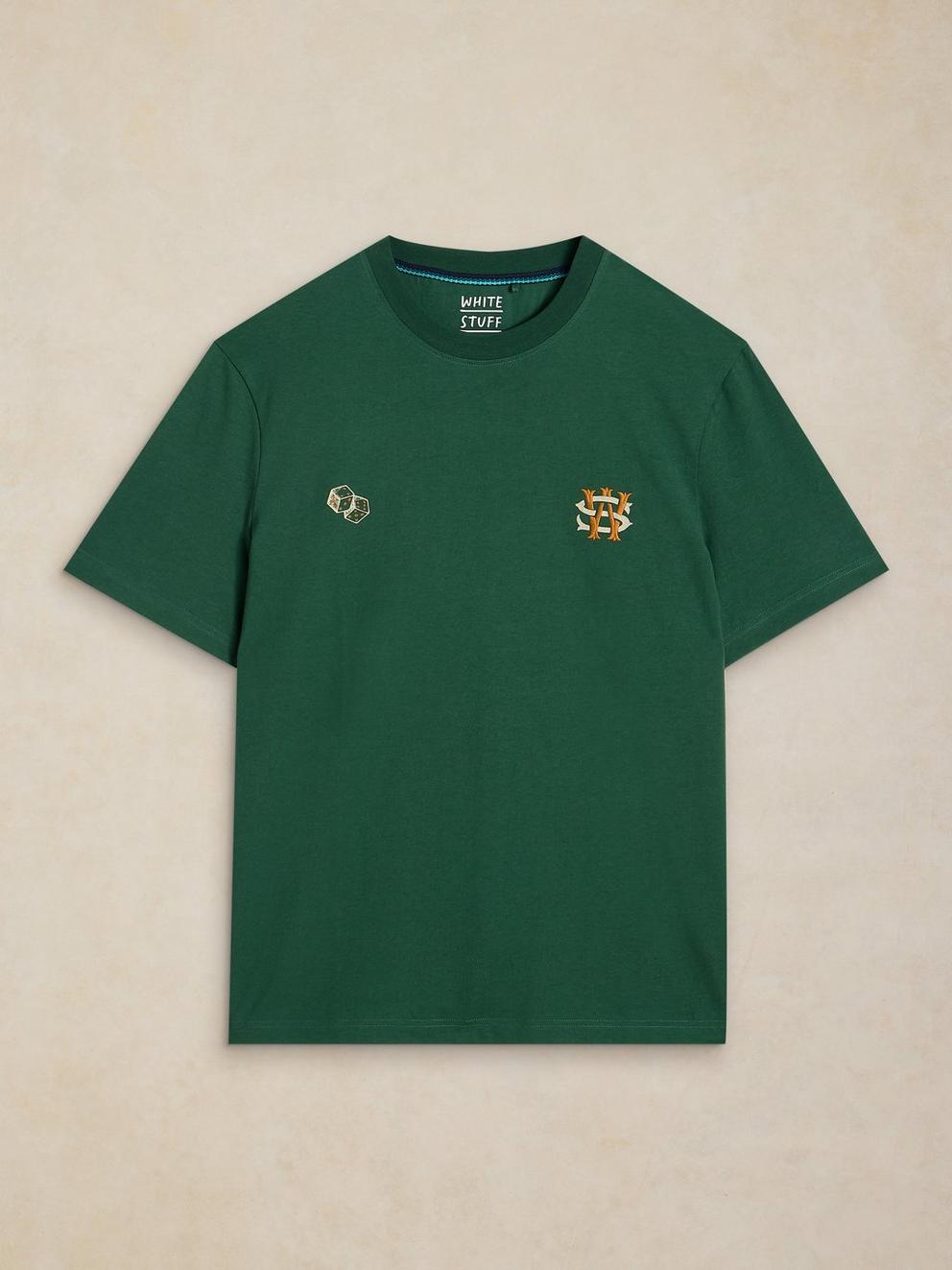 HORSHAM EMBROIDERED TEE in GREEN MLT - FLAT FRONT