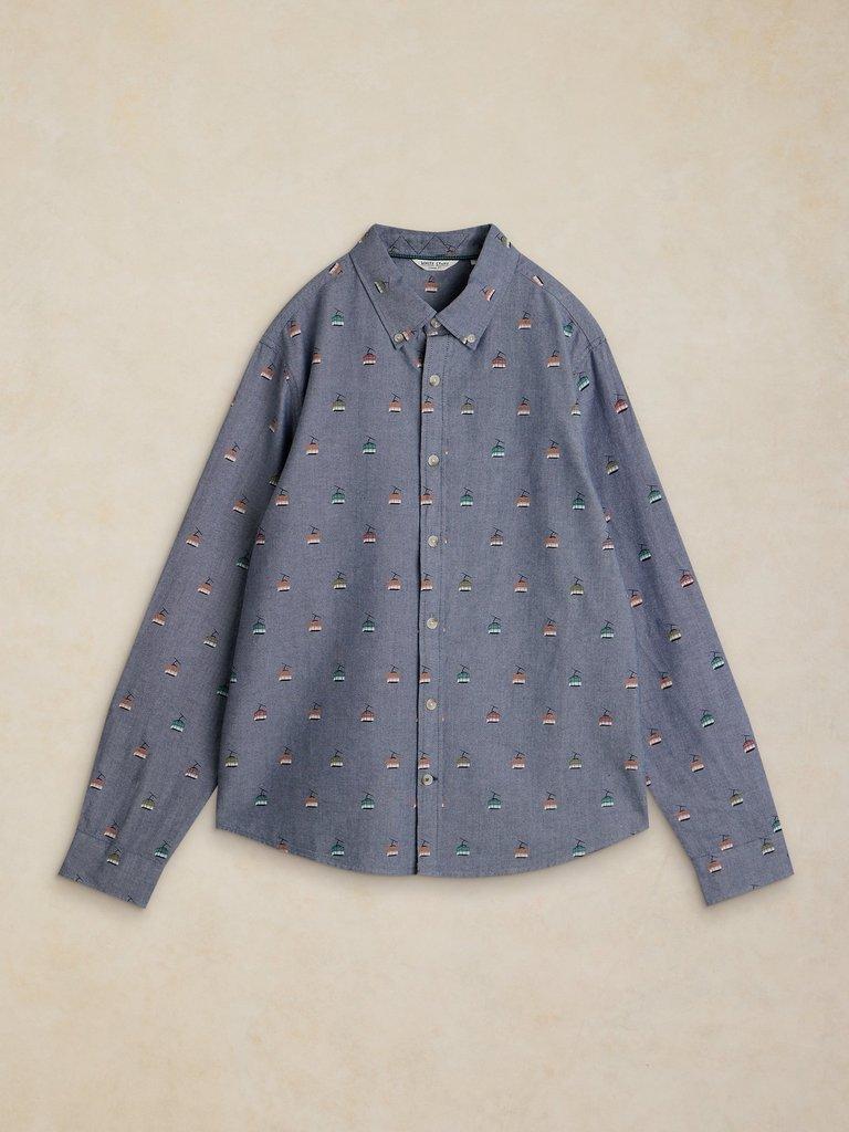 BRUTON OXFORD SHIRT in NAVY PR - FLAT FRONT
