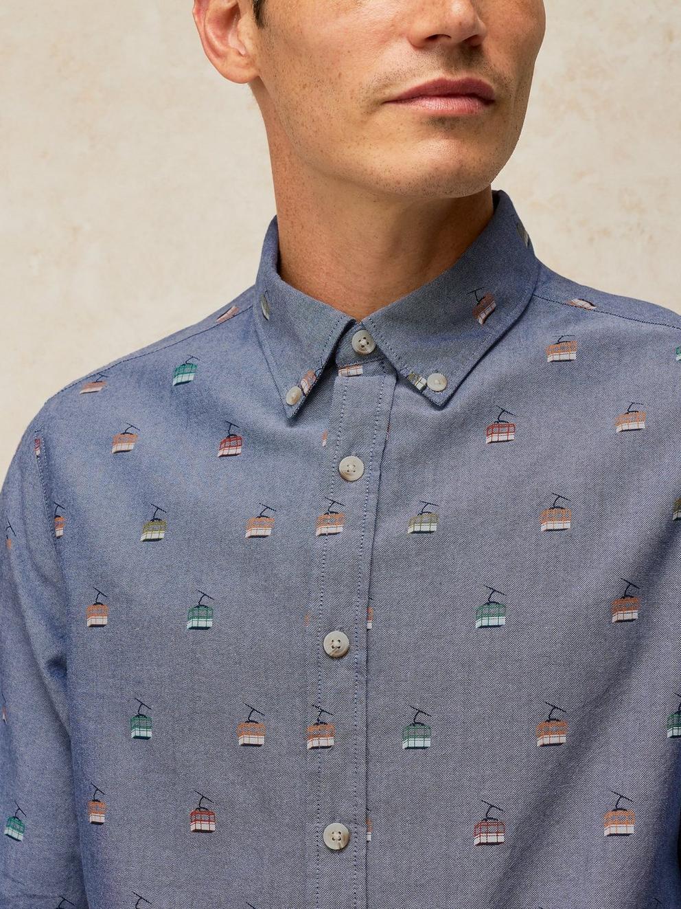 BRUTON OXFORD SHIRT in NAVY PR - MODEL DETAIL