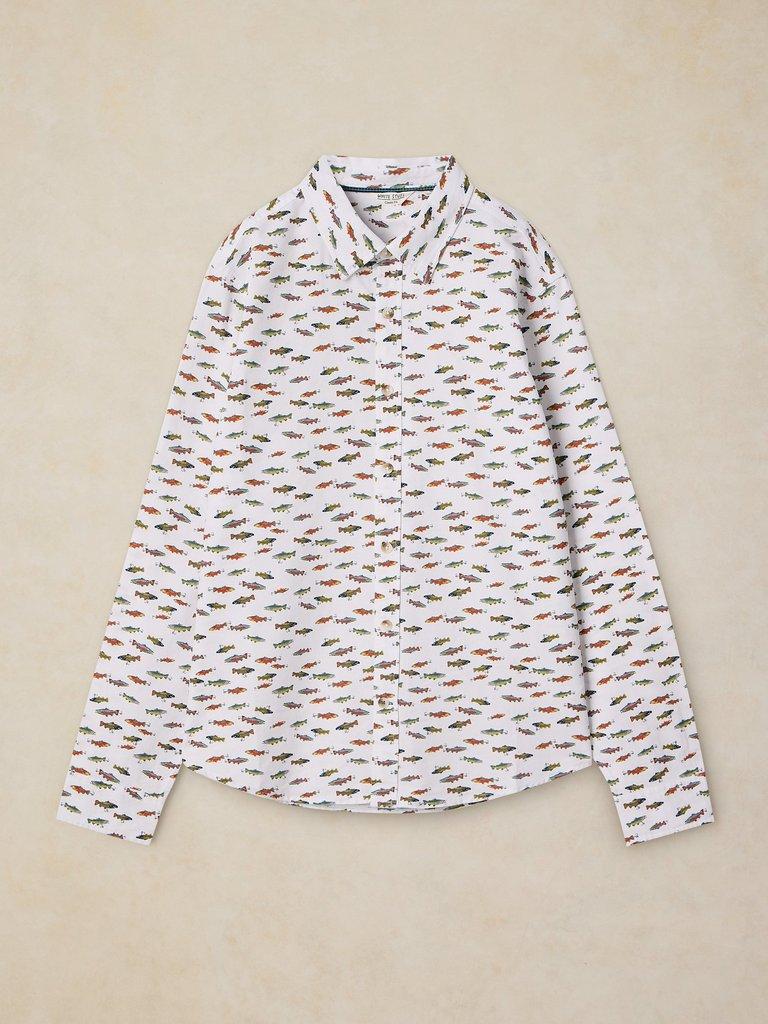 BRUTON OXFORD SHIRT in WHITE MLT - FLAT FRONT