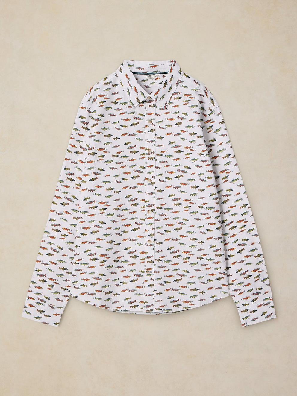 BRUTON OXFORD SHIRT in WHITE MLT - FLAT FRONT