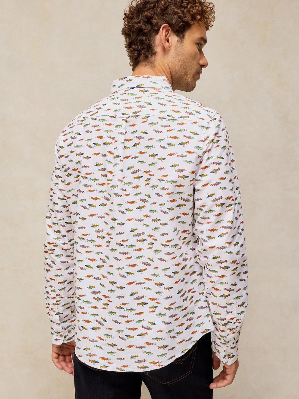 BRUTON OXFORD SHIRT in WHITE MLT - MODEL BACK