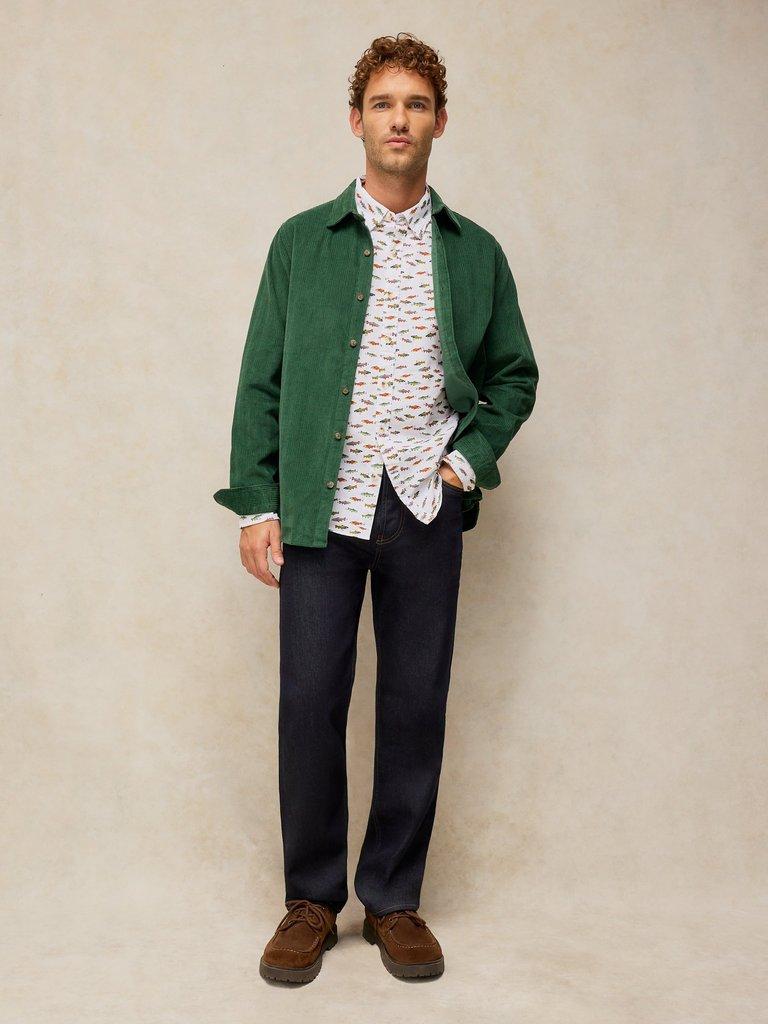 BRUTON OXFORD SHIRT in WHITE MLT - MODEL FRONT