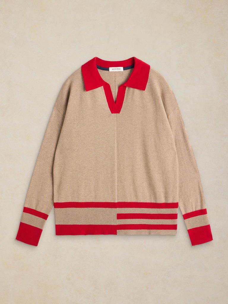 CARA COLLAR JUMPER in NAT MLT - FLAT FRONT