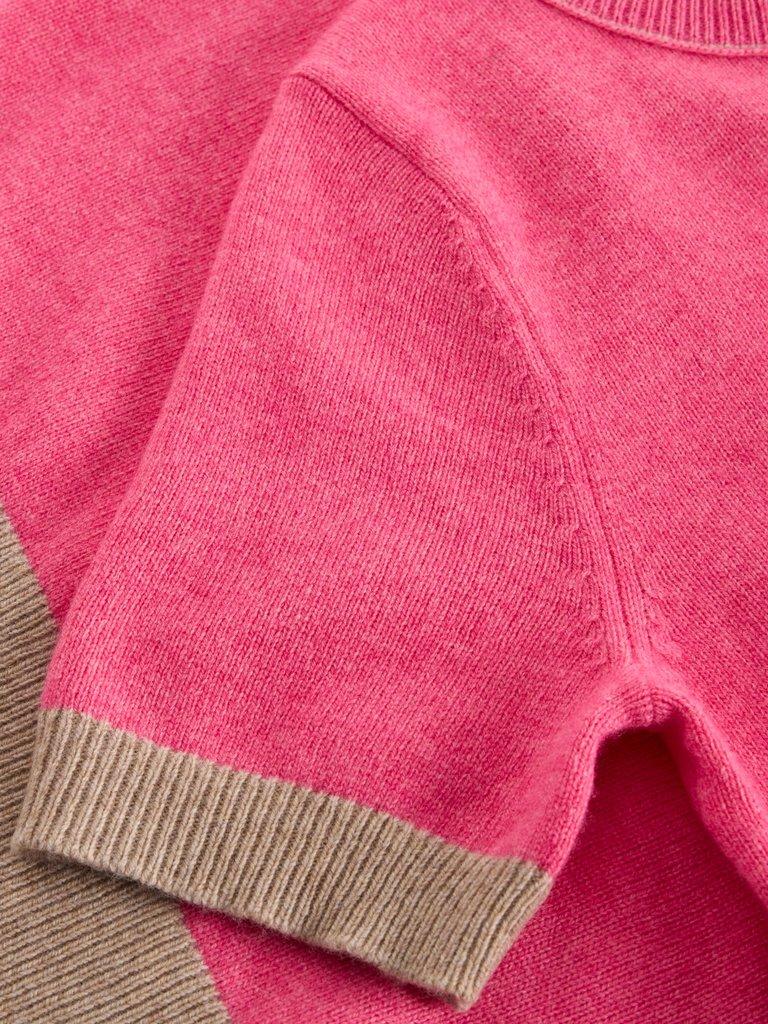 SANSA KNITTED TEE in PINK MLT - FLAT DETAIL