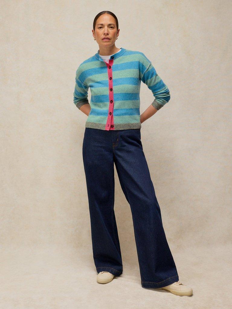 SANSA STRIPE CARDI in BLUE MLT - LIFESTYLE
