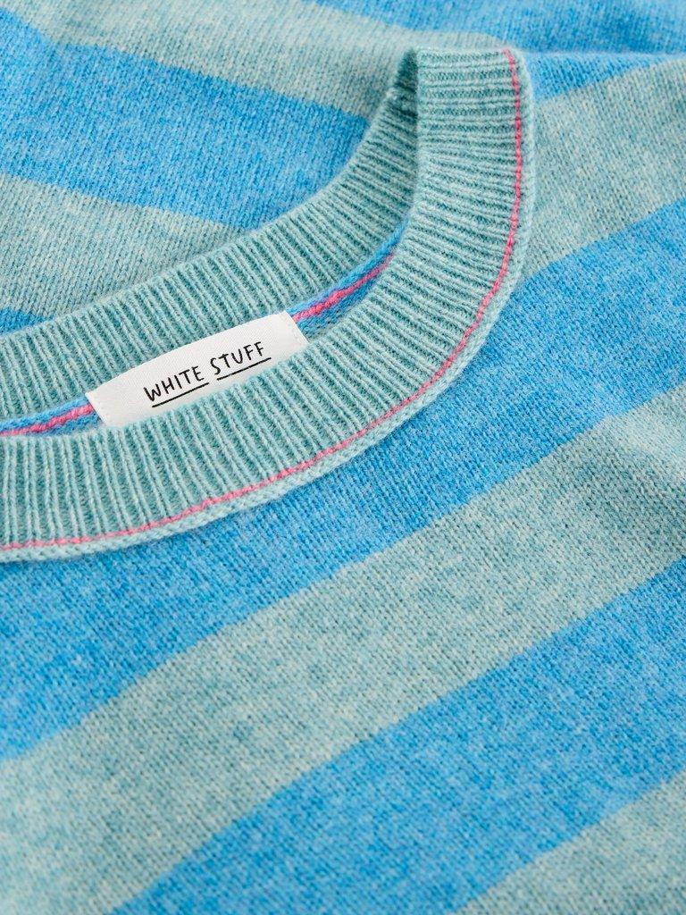 SANSA STRIPE KNITTED TEE in BLUE MLT - FLAT DETAIL