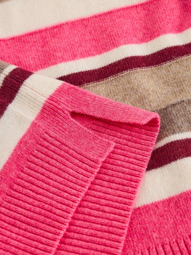 SANSA V NECK STRIPE JUMPER in PINK MLT - FLAT DETAIL
