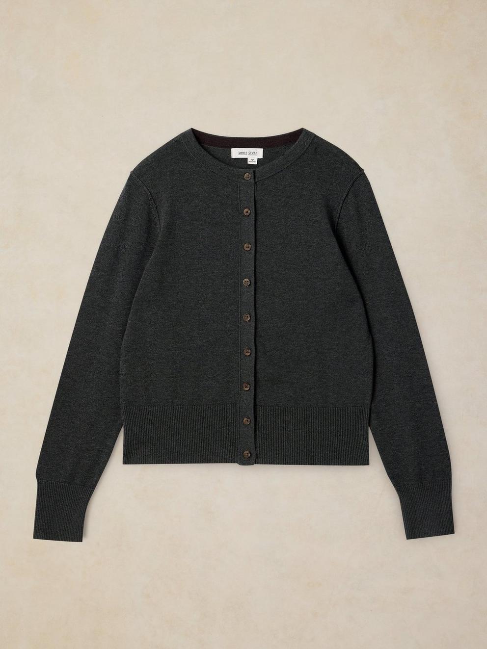 LOIS CARDI in DK GREY - FLAT FRONT