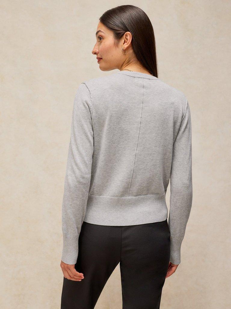 LOIS CARDI in GREY MARL - MODEL BACK